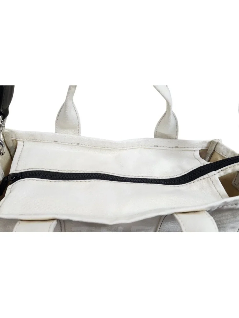 Marc Jacobs The Tote Bag Ivory Canvas Medium Tote Crossbody Zip Top